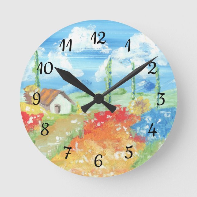 Landschaft der Weite der Toskana Runde Wanduhr (Vorderseite)