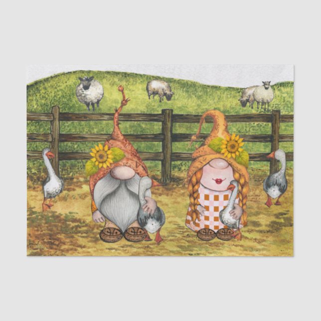 Landschaft des Landguts Gnome Schafe Seidenpapier (Vorderseite)