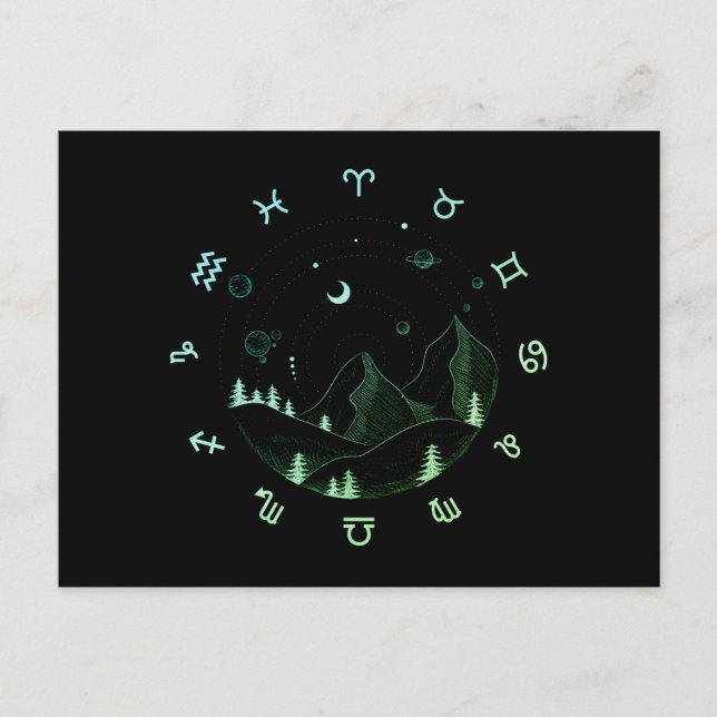 Landschaft des Zodiace Wheel Postkarte (Vorderseite)