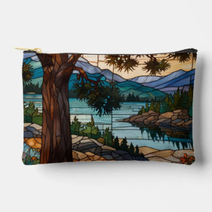 Landschaft einer rustikalen Bergkette in Buntglas Zubehörtasche