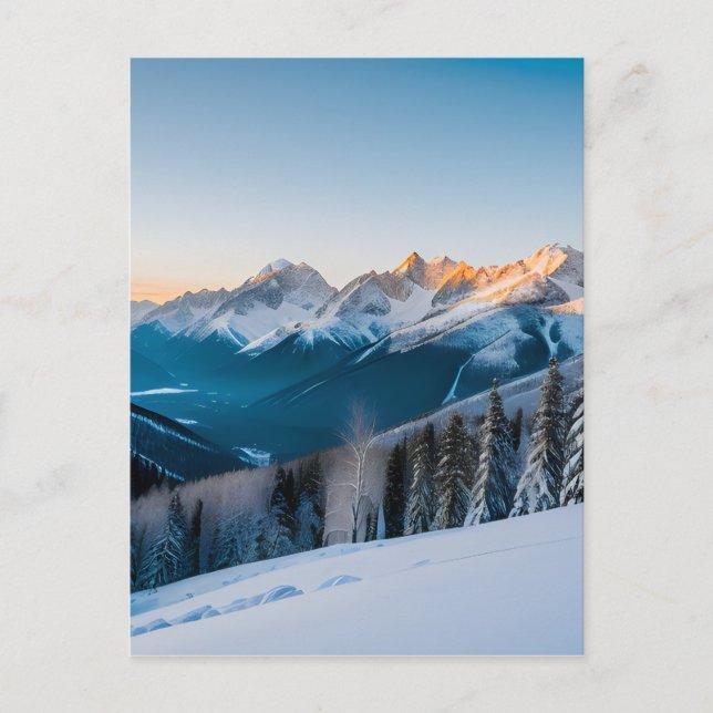 Landschaft eines schneebedeckten Berges Postkarte (Vorderseite)