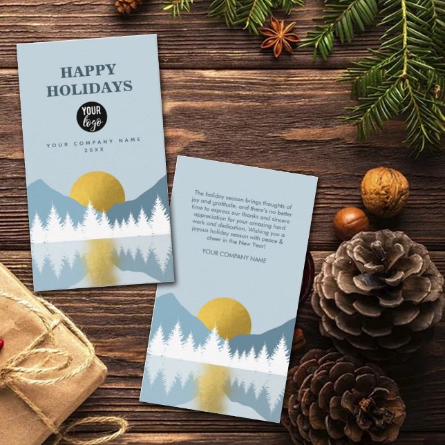Landschaft Golden Winter Happy Holidays Business Visitenkarte (Von Creator hochgeladen)