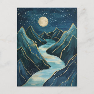 Landschaft Goldene Gipfel unter einem Nachthimmel  Postkarte