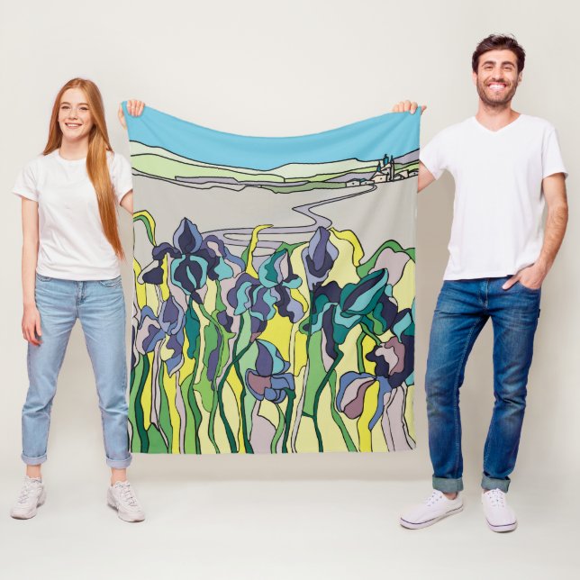 Landschaft im Bleiglasstil Fleecedecke (Beispiel)