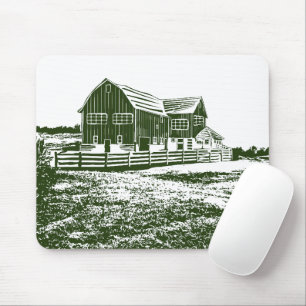 Landschaft im Landhausstil Holzschnittstil Mousepad
