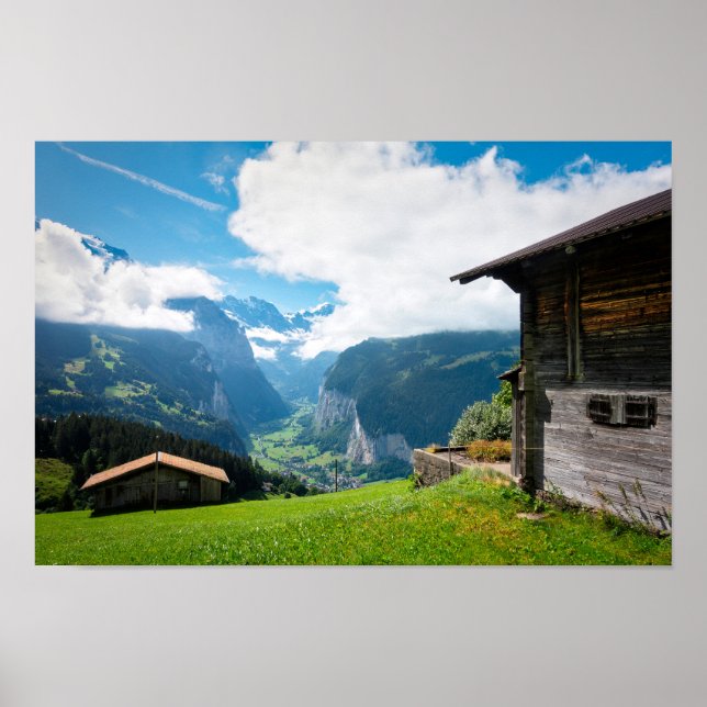 Landschaft im Lauterbrunnen Tal der Schweiz Poster (Vorne)