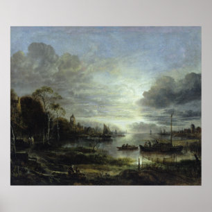 Landschaft im Mondlicht Poster