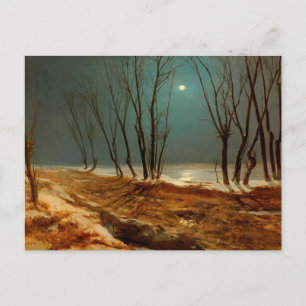 Landschaft im Winter am Mondschein, schöne Kunst Postkarte