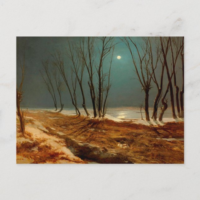 Landschaft im Winter am Mondschein, schöne Kunst Postkarte (Vorderseite)