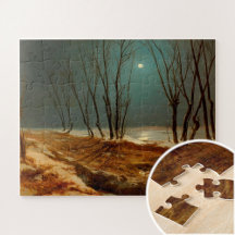 Landschaft im Winter bei Mondschein von Carl Blech