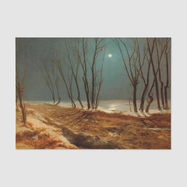 Landschaft im Winter bei Mondschein von Carl Blech Seidenpapier (Vorderseite)