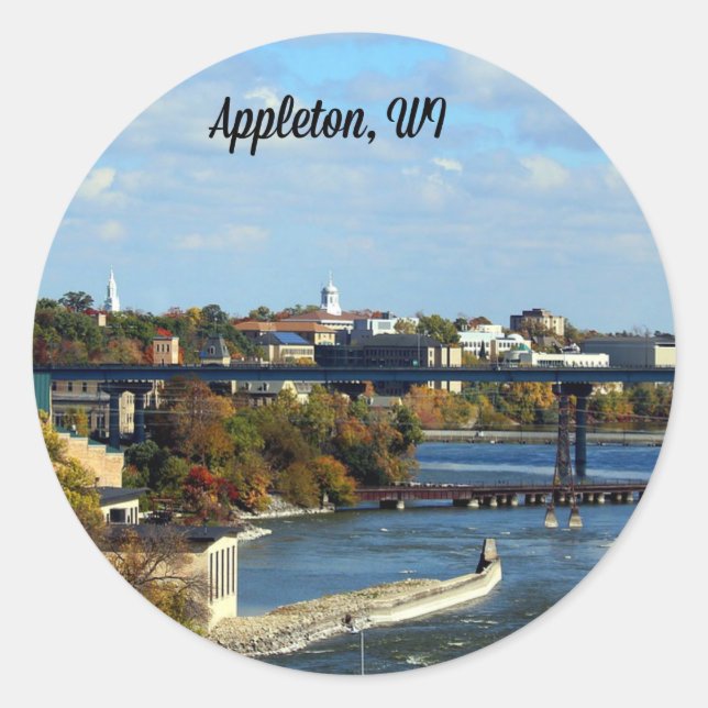 Landschaft in Appleton, Wisconsin Runder Aufkleber (Vorderseite)