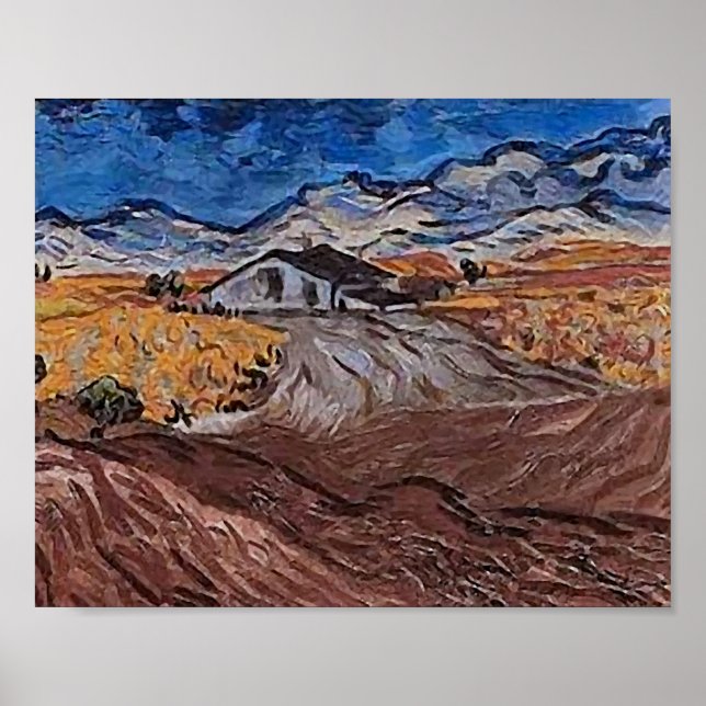 Landschaft in der Nähe von Saint-Rémy Van Gogh Poster (Vorne)