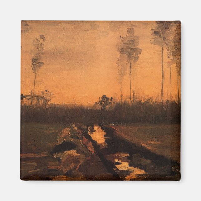 Landschaft in Dusk von Vincent van Gogh Magnet (Vorne)