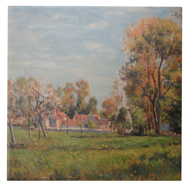 Landschaft in Lagny (Frankreich) Fliese (Vorderseite)