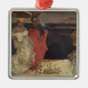 Landschaft in Martinique Silbernes Ornament