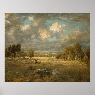 Landschaft in Picardie, Théodore Rousseau Kunst un Poster