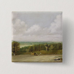 Landschaft John Constables : Pflügende Szene in Button