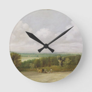 Landschaft John Constables : Pflügende Szene in Runde Wanduhr