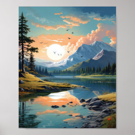 Landschaft Künstlerische Illustration Natur Poster