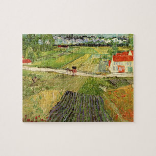 Landschaft, Kutsche und Zug von Vincent van Gogh
