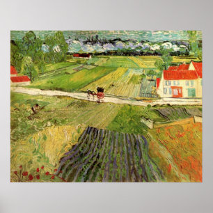 Landschaft, Kutsche und Zug von Vincent van Gogh Poster