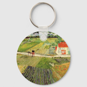 Landschaft, Kutsche und Zug von Vincent van Gogh Schlüsselanhänger