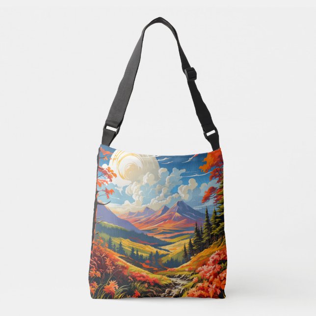 Landschaft Landschaft Illustration Tragetaschen Mit Langen Trägern (Vorderseite)