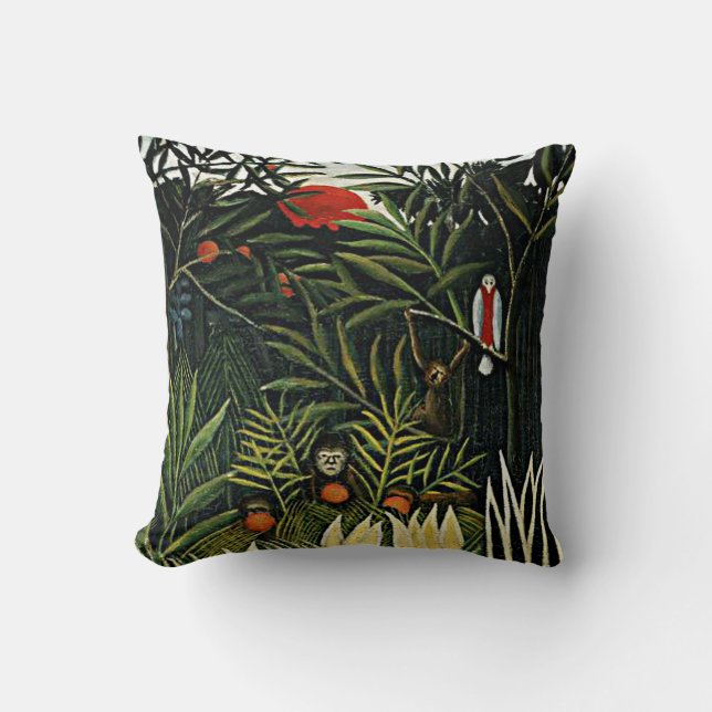 Landschaft mit Affen - Kunstwerk Henri Rousseau Kissen (Vorderseite)