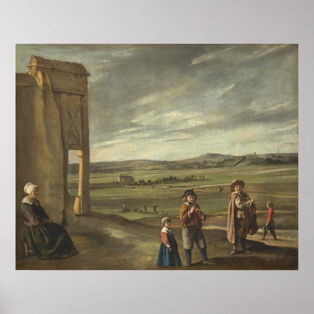 Landschaft mit Bauern - Louis Le Nain Fine Art Poster (Vorne)