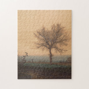 Landschaft mit Bäumen und Plowman