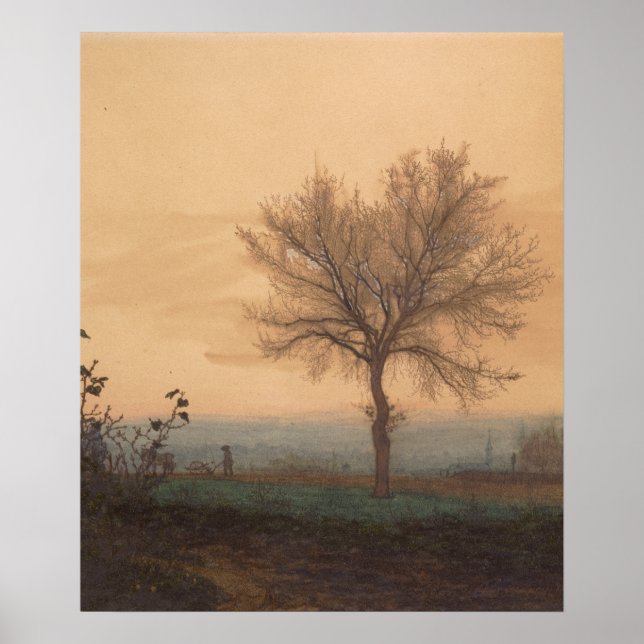 Landschaft mit Bäumen und Plowman Poster (Vorne)