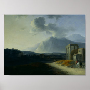 Landschaft mit Berg Stromboli Poster