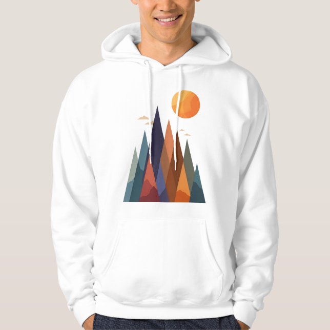 Landschaft mit Bergen und Sonne Hoodie (Vorderseite)