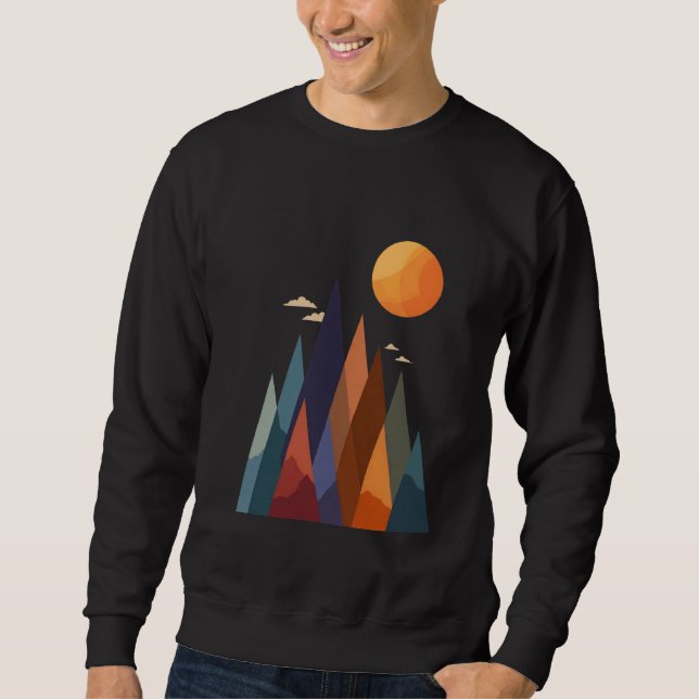 Landschaft mit Bergen und Sonne Sweatshirt (Vorderseite)