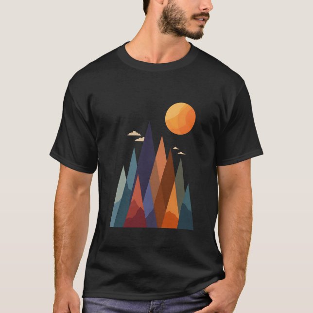 Landschaft mit Bergen und Sonne T-Shirt (Vorderseite)