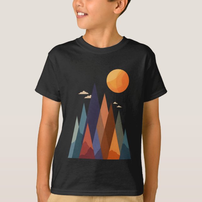 Landschaft mit Bergen und Sonne T-Shirt (Vorderseite)