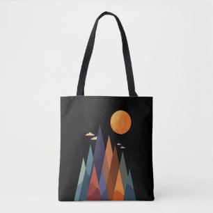Landschaft mit Bergen und Sonne Tasche