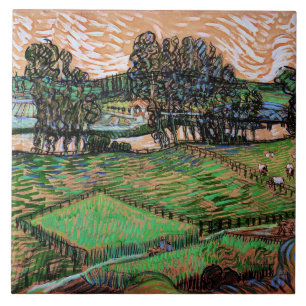 Landschaft mit Brücke über die Oise Fliese