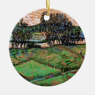Landschaft mit Brücke über die Oise Keramik Ornament