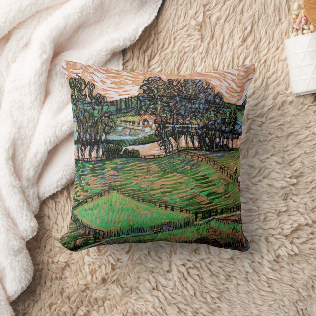 Landschaft mit Brücke über die Oise Kissen (Decke)