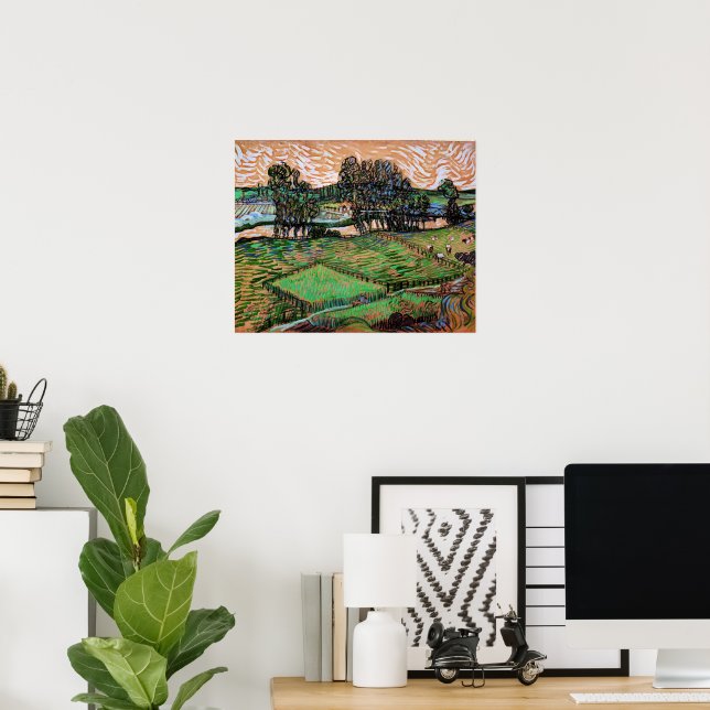 Landschaft mit Brücke über die Oise Poster (Heimbüro)