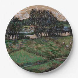 Landschaft mit Brücke über die Oise (van Gogh) Pappteller