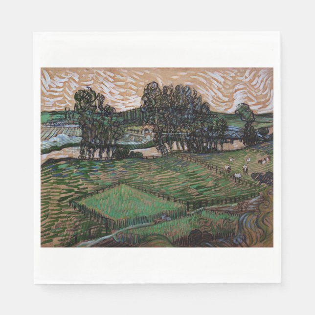 Landschaft mit Brücke über die Oise (van Gogh) Serviette (Vorderseite)