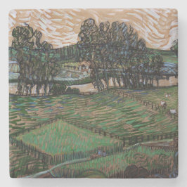 Landschaft mit Brücke über die Oise (van Gogh) Steinuntersetzer