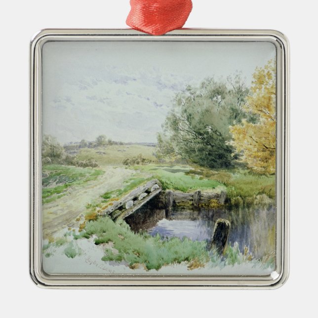 Landschaft mit Brücke über einem Strom Silbernes Ornament (Vorne)