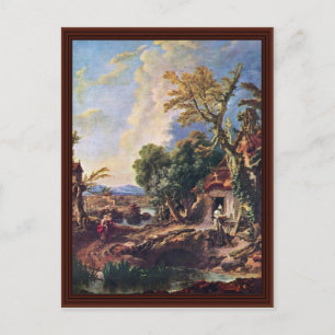 Landschaft mit Bruder Lucas von François Boucher Postkarte