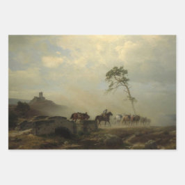 Landschaft mit Burgruinen und Reiten Geschenkpapier Set