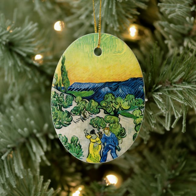 Landschaft mit Couple Walking von Vincent van Gogh Keramik Ornament (Baum)