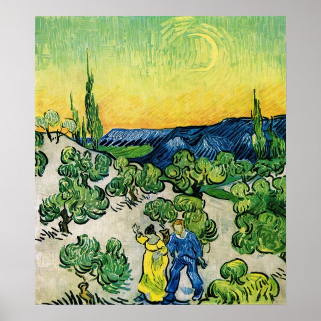 Landschaft mit Couple Walking von Vincent van Gogh Poster (Vorne)